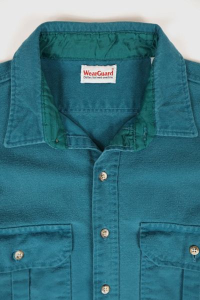 Vintage Green Flannel Button-Down Shirt