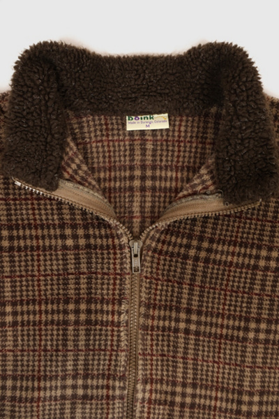 Vintage Plaid Full Zip Fleece Jacket