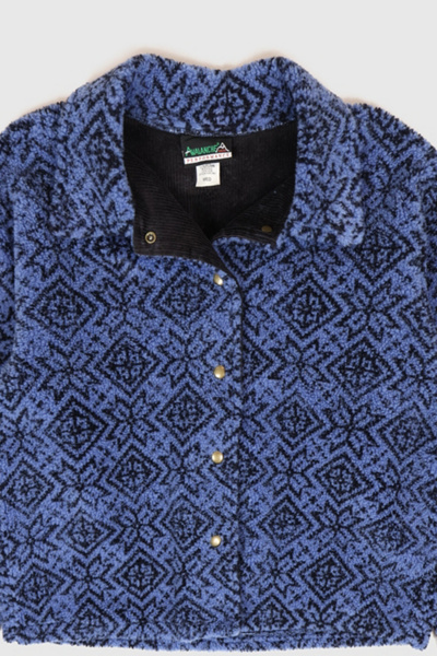 Vintage Blue Pattern Fleece Jacket