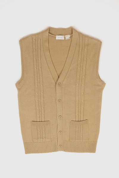Vintage Cardigan Cable Knit Sweater Vest