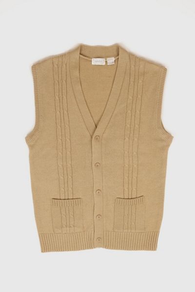 Vintage Cardigan Cable Knit Sweater Vest