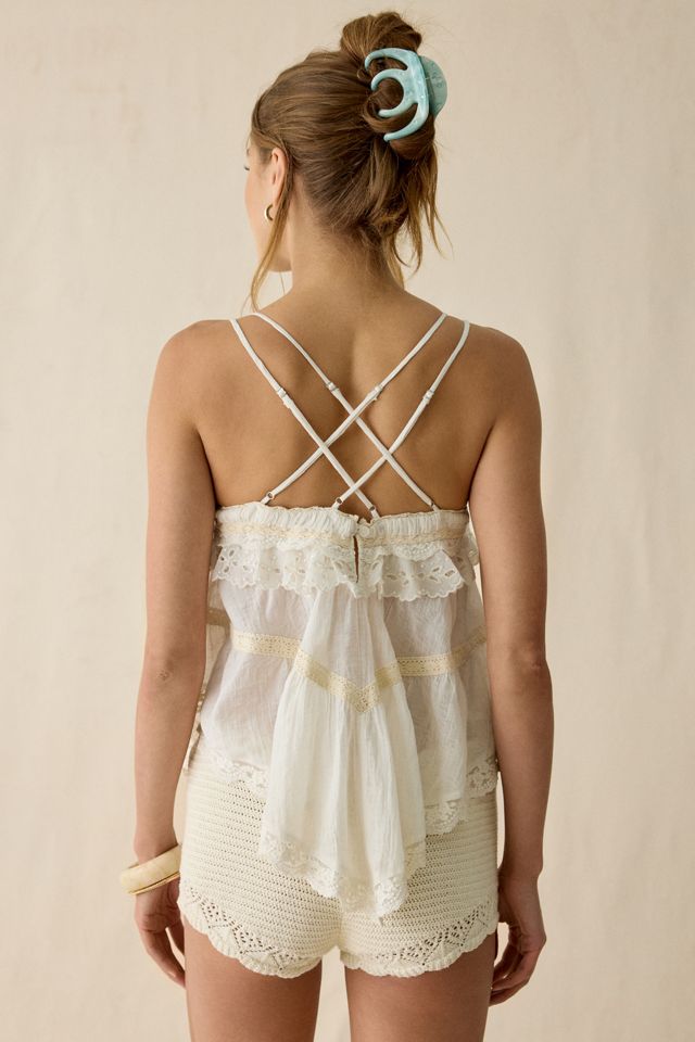 Kimchi Blue Evie Shell Embellished Lace Trim Babydoll Cami #1