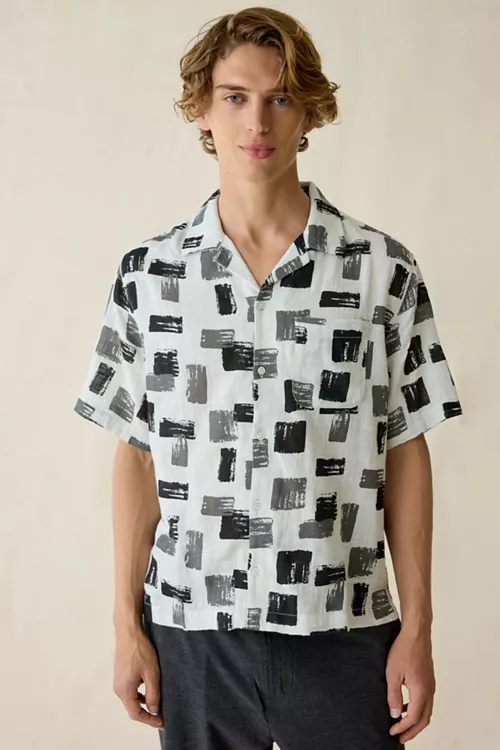 UO Summer Pattern Breezy Camp Collar Short Sleeve Shirt