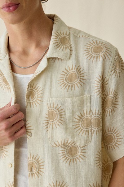 UO Summer Pattern Camp Collar Short Sleeve Shirt