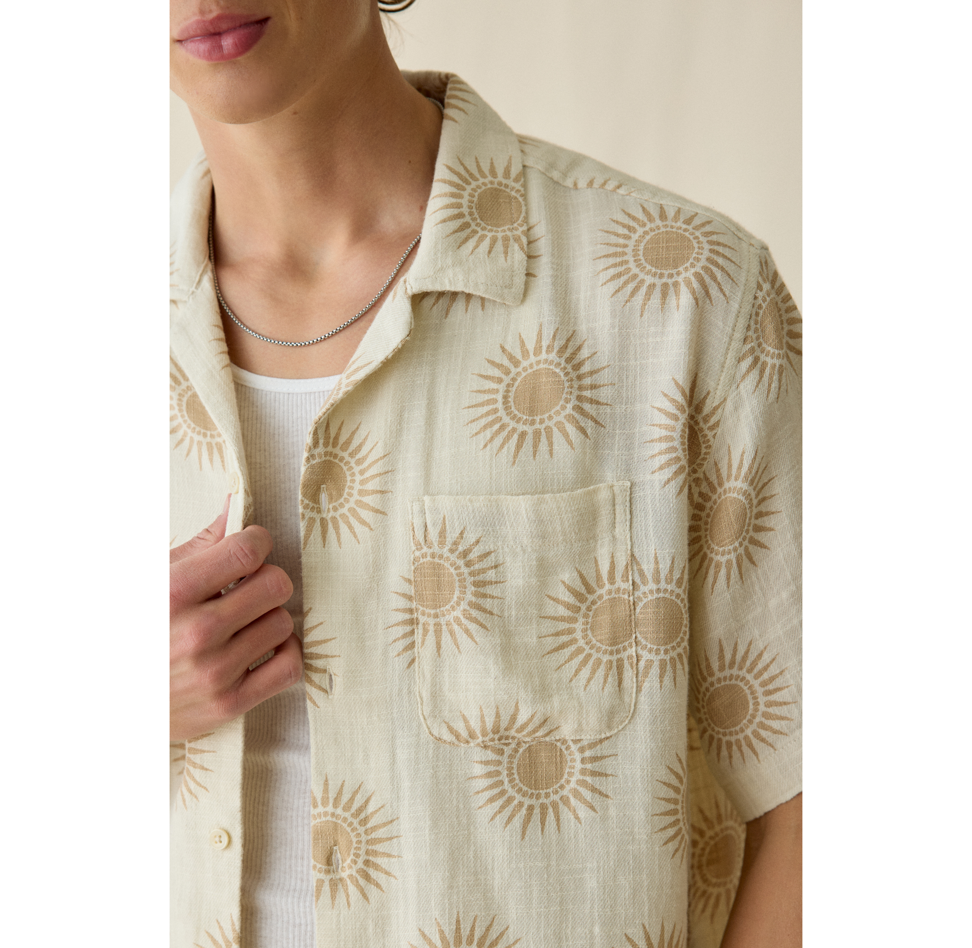 UO Summer Pattern Breezy Camp Collar Short Sleeve Shirt