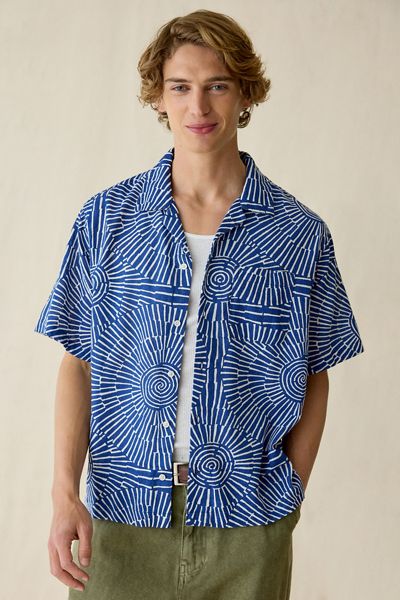 UO Summer Pattern Breezy Camp Collar Short Sleeve Shirt