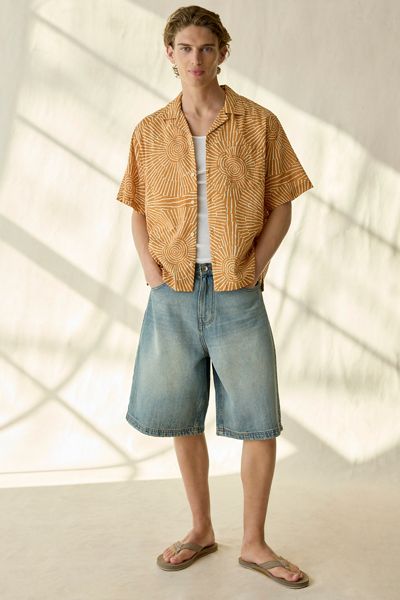 UO Summer Pattern Breezy Camp Collar Short Sleeve Shirt