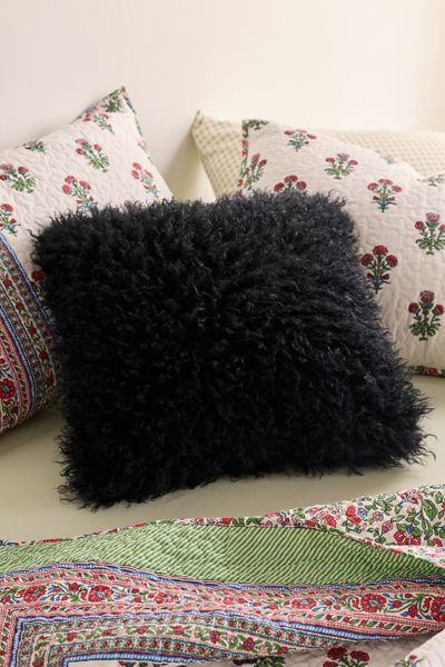 Dakota Shaggy Faux Fur Jacquard Throw Pillow
