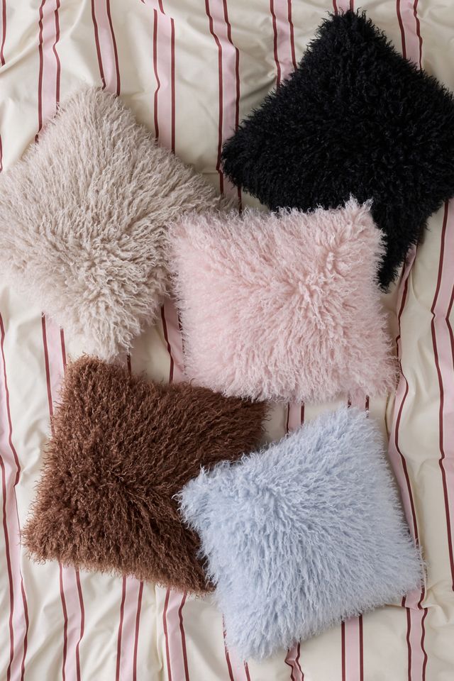 Dakota Shaggy Faux Fur Jacquard Throw Pillow #3