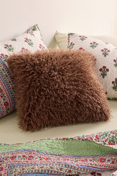 Dakota Shaggy Faux Fur Jacquard Throw Pillow