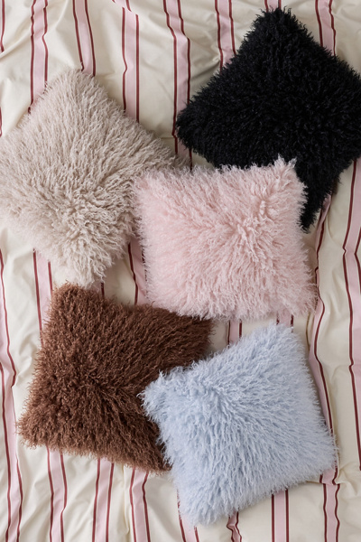 Dakota Shaggy Faux Fur Jacquard Throw Pillow | Urban Outfitters Canada