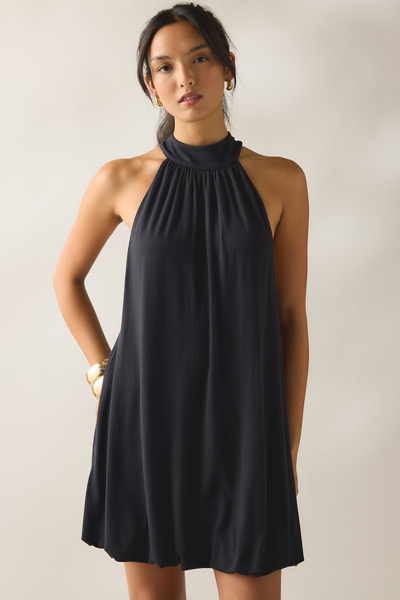 UO High Neck Halter Bubble Mini Dress in Black, Women’s at Urban Outfitters