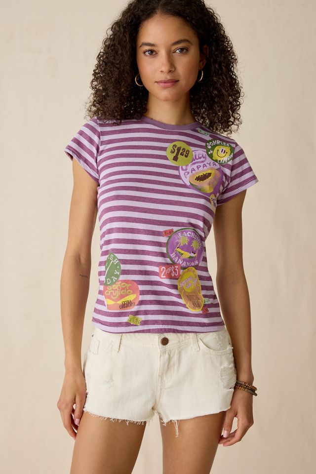 T-shirt graphique à manches courtes Spill The Tee avec autocollant de fruits BDG #2