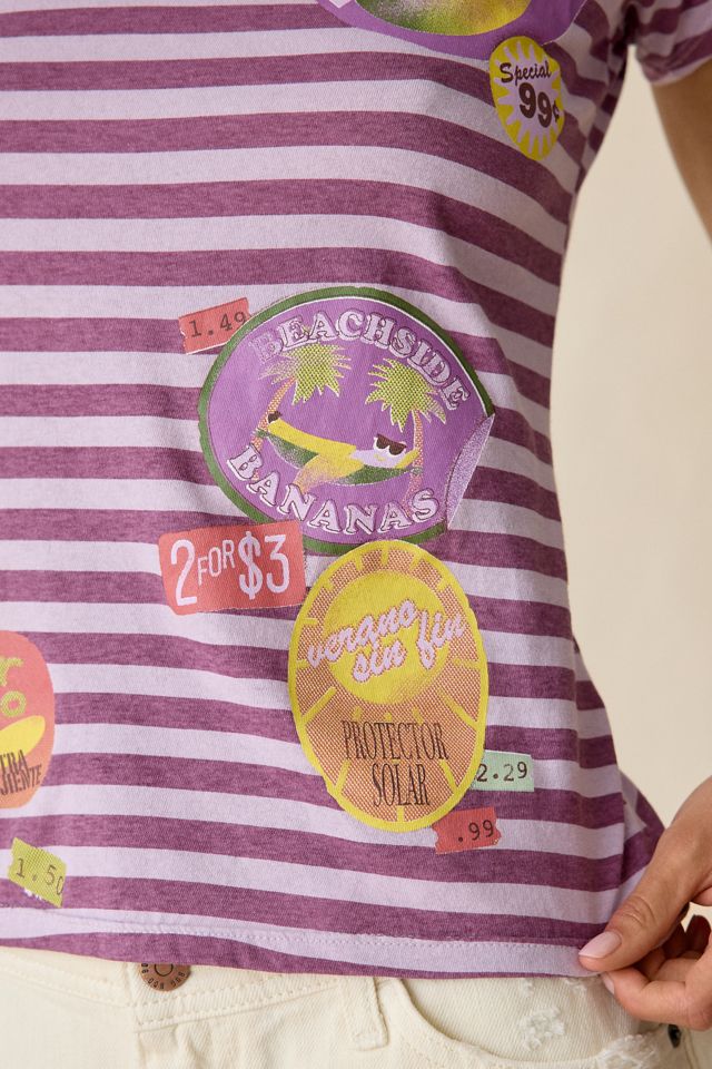 T-shirt graphique à manches courtes Spill The Tee avec autocollant de fruits BDG #3
