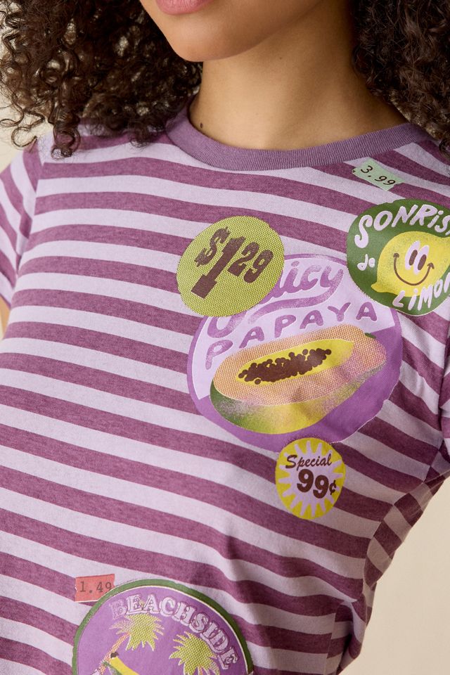 T-shirt graphique à manches courtes Spill The Tee avec autocollant de fruits BDG #5