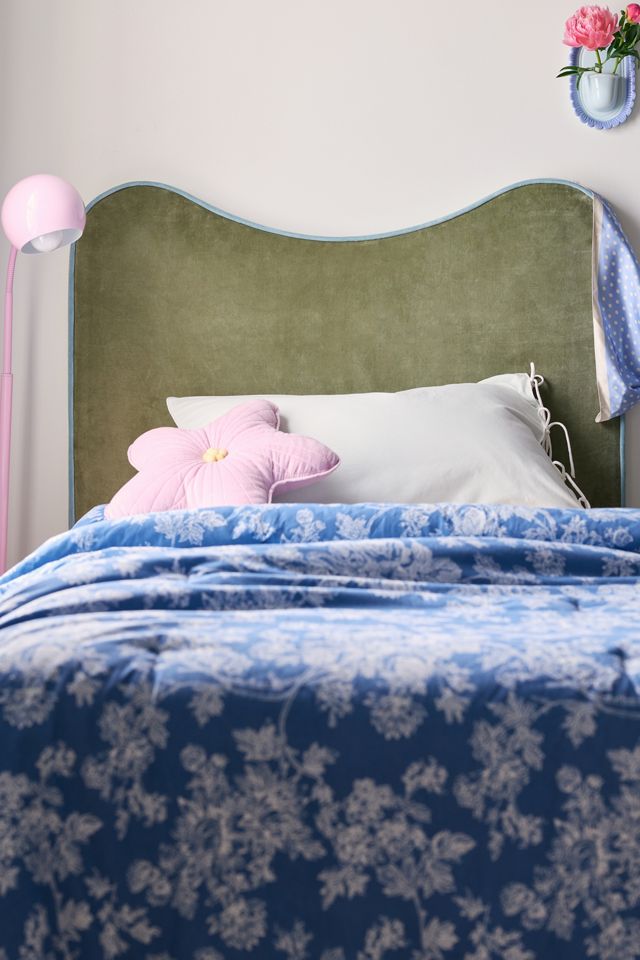 Jane Piped Velvet Upholstered Floating Headboard #5