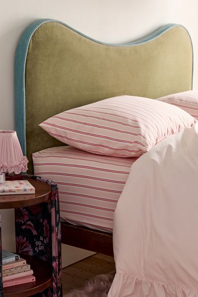 Jane Piped Velvet Upholstered Floating Headboard