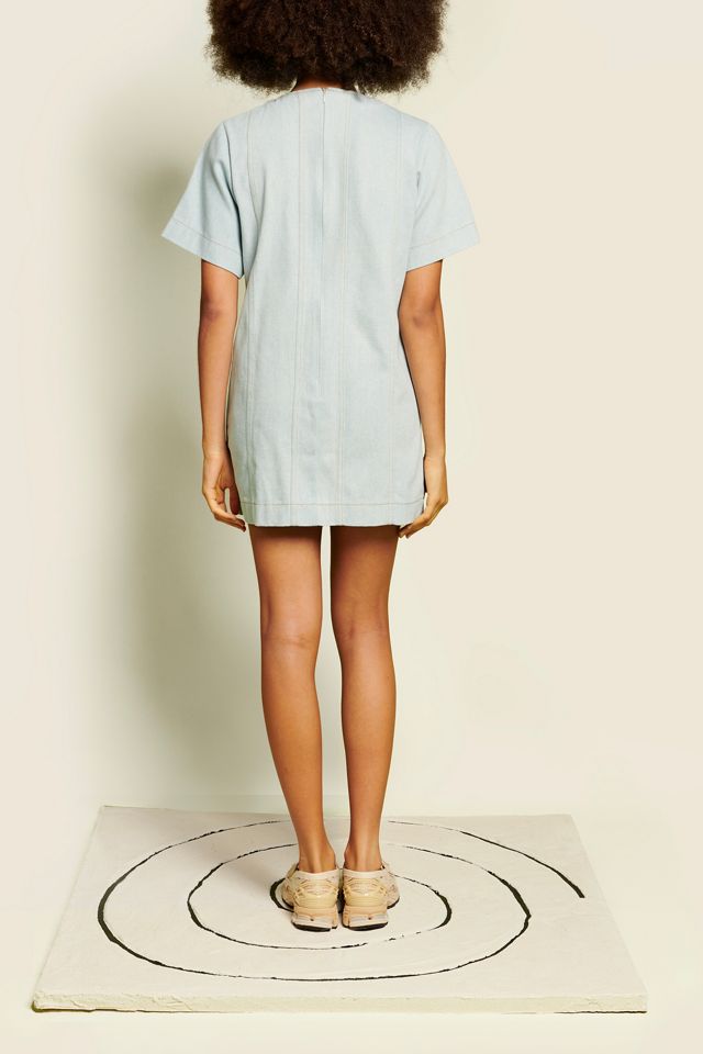 Ghospell Deia Short Sleeve Seamed Denim Mini Dress #1