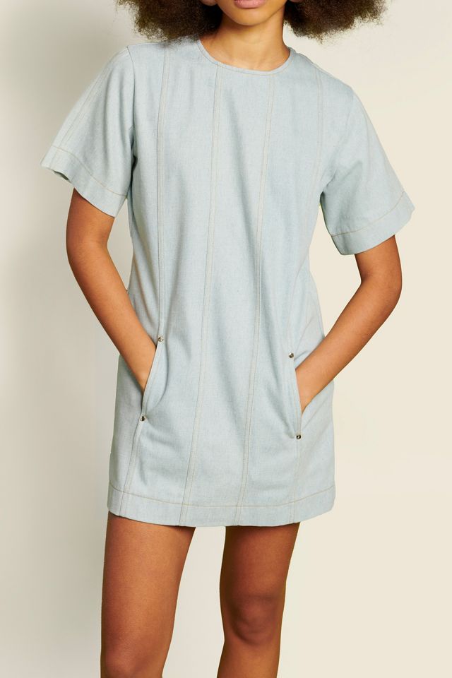 Ghospell Deia Short Sleeve Seamed Denim Mini Dress #2