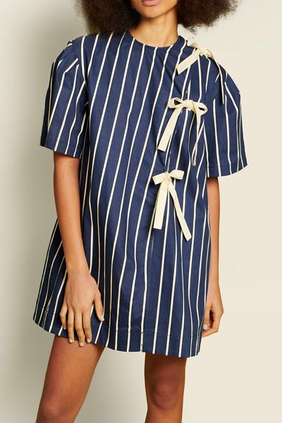 sparkle dress blue Shop Forward Blue Stripe Cotton Midi Shirt Dress main image 1