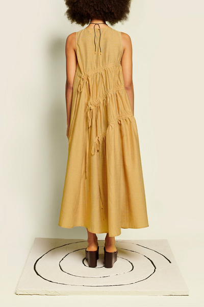 Ghospell Nerissa Asymmetric Ruched Tie Maxi Dress