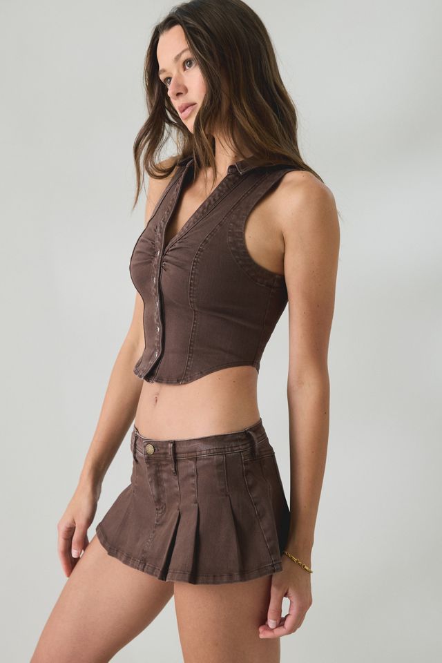 BDG Bad Influence Pleated Low-Rise Denim Mini Skort #3