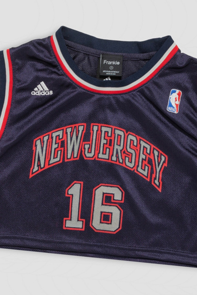 Frankie Collective Rework New Jersey Nets Crop Basketball Jersey