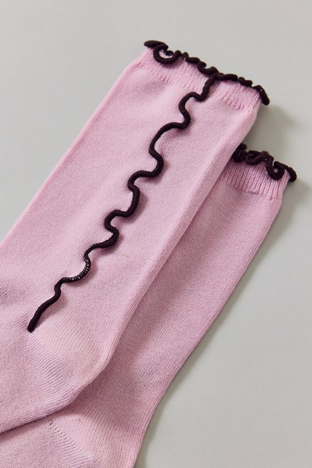 Contrast Lettuce Edge Crew Socks #2