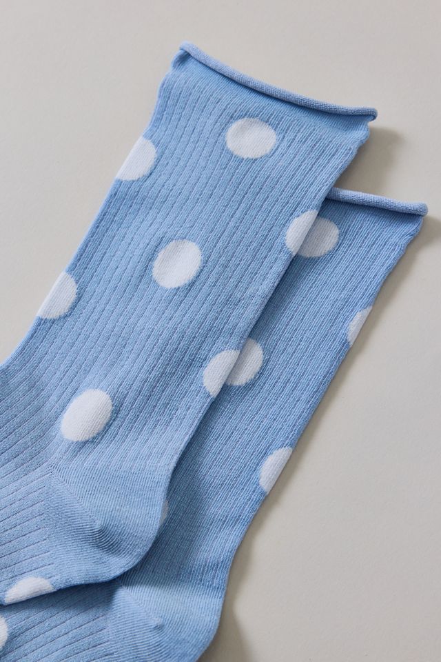 Chaussettes mi-mollet à pois avec revers roulé #2