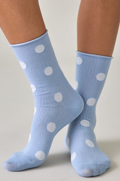 Polka Dot Roll Top Crew Socks