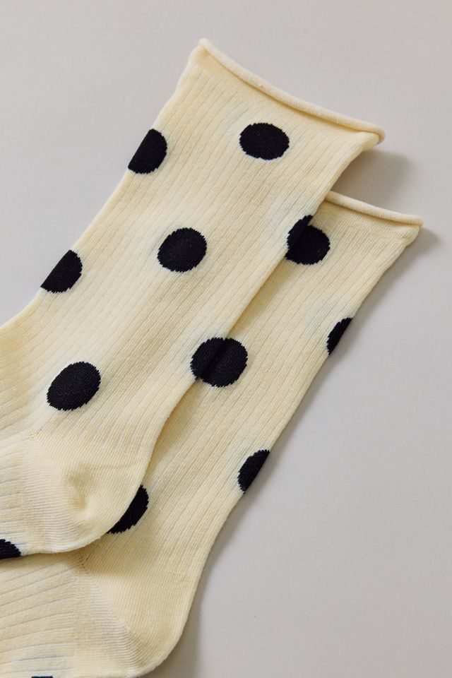 Polka Dot Roll Top Crew Socks #1