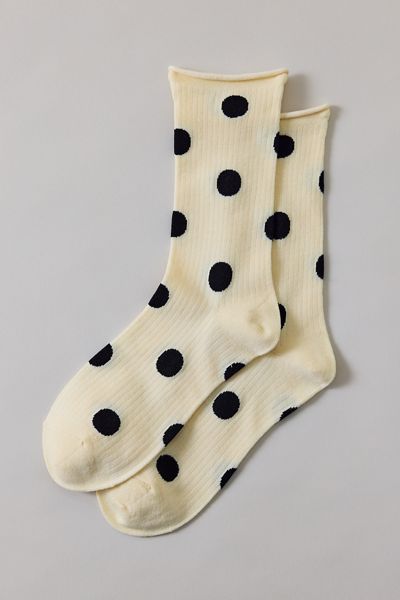 Polka Dot Roll Top Crew Socks