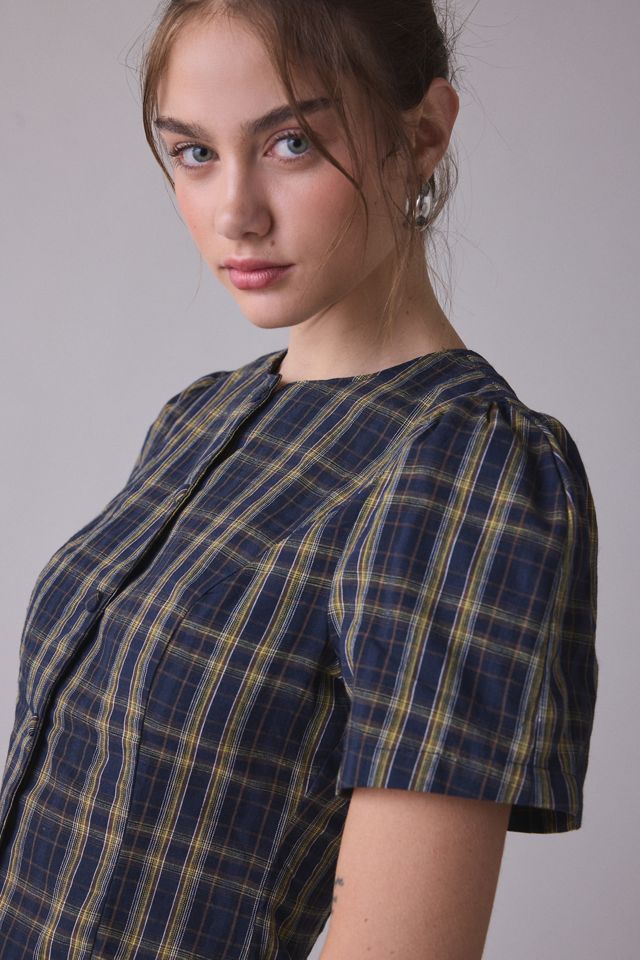 Blouse à carreaux Femme Lioness à manches courtes et boutonnée à l'avant #3