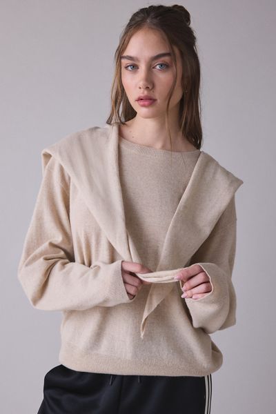 Lioness Olsen Scarf Detail Long Sleeve Knit Top
