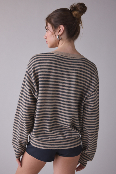 Lioness Olsen Scarf Detail Striped Long Sleeve Top