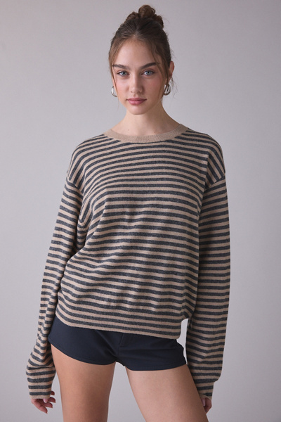 Lioness Olsen Scarf Detail Striped Long Sleeve Top
