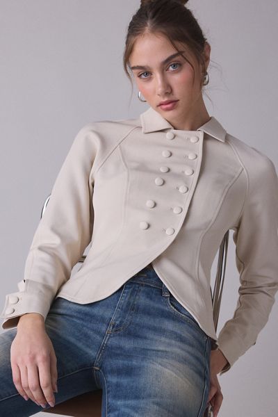 Lioness Form Button-Front Military Jacket