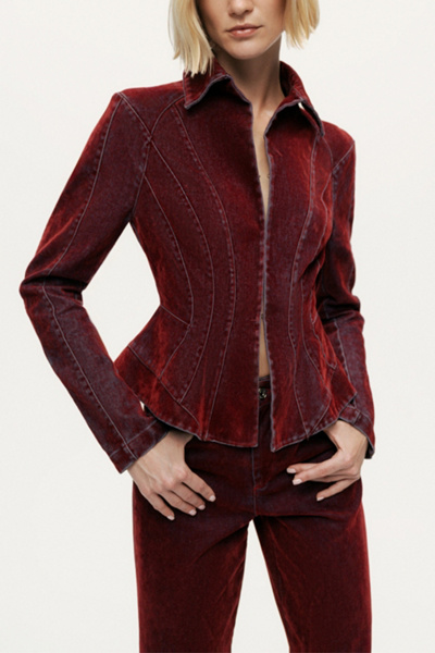 Nocturne Velvet Corset-Seamed Peplum Jacket