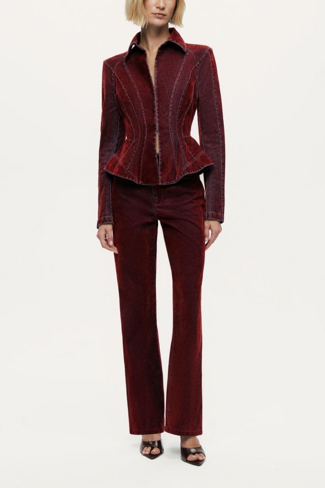 Nocturne Velvet Corset-Seamed Peplum Jacket | Urban Outfitters