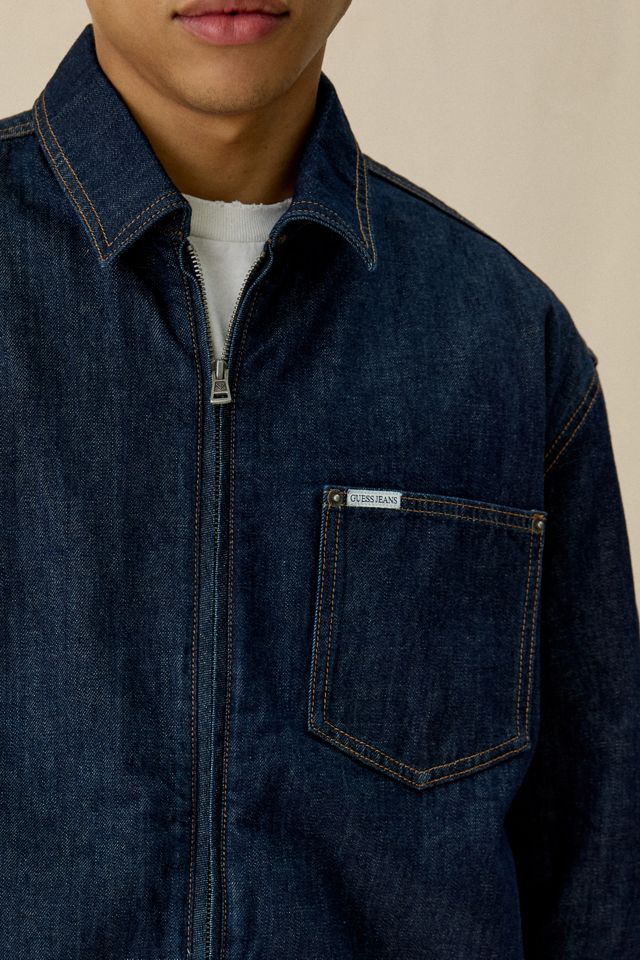 GUESS JEANS Boxy Fit Zip-Up Denim Jacket #4