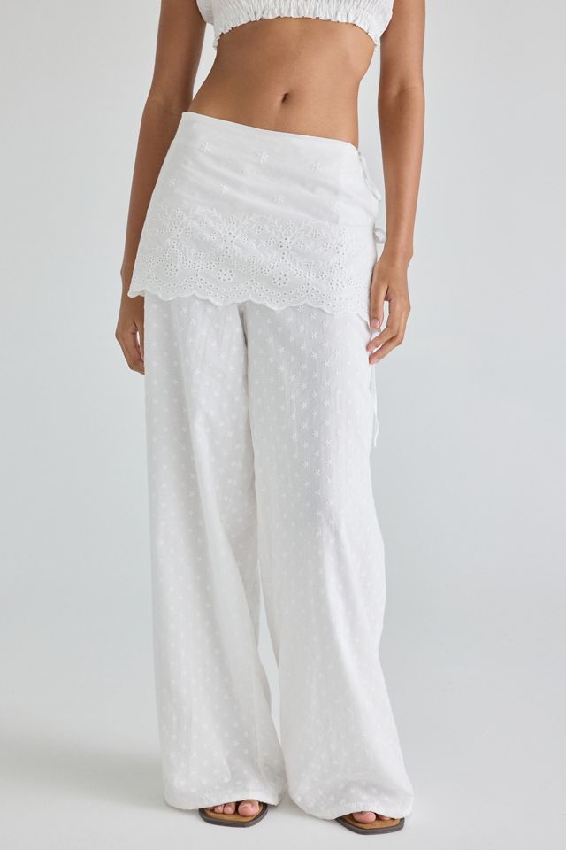 Daisy Street Cloud Eyelet Lace Wrap Skirt Pants #1