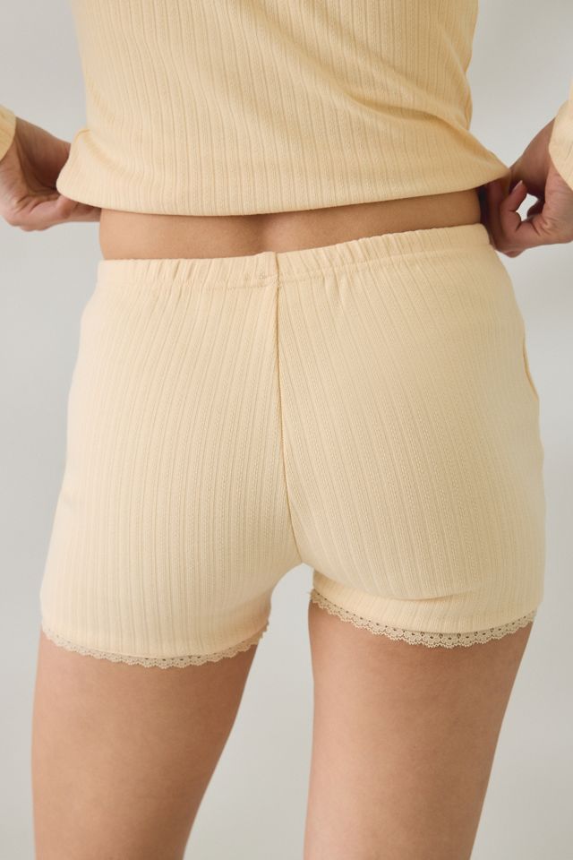 Micro Short en Pointelle avec Bordure en Dentelle Lemon Drop Daisy Street #3