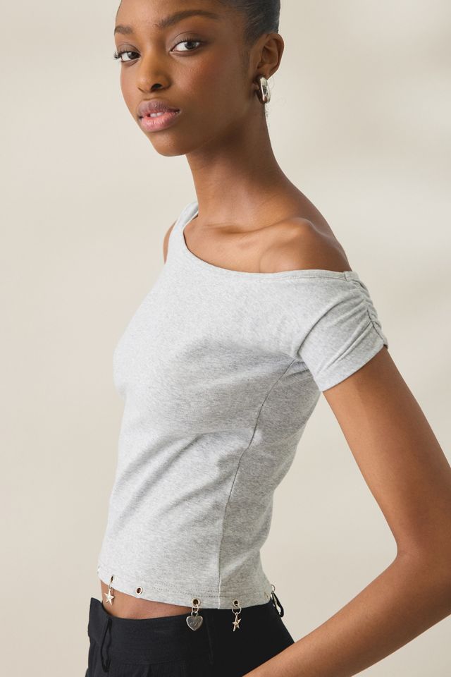 Daisy Street Mabel Charmed Grommet Detail Off-The-Shoulder Top #4