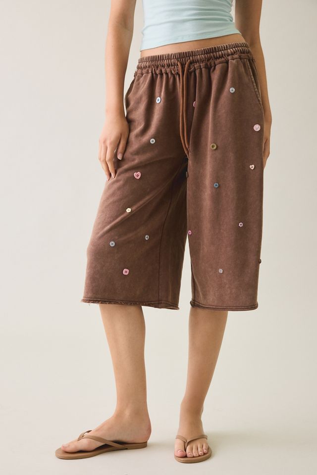 Daisy Street Leya Icon Button Detail Long Shorts #1