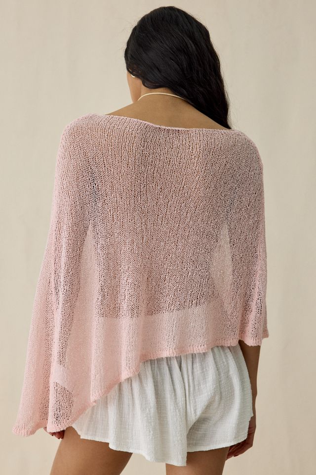 Daisy Street Dahlia Asymmetric Sheer Knit Poncho Top #3