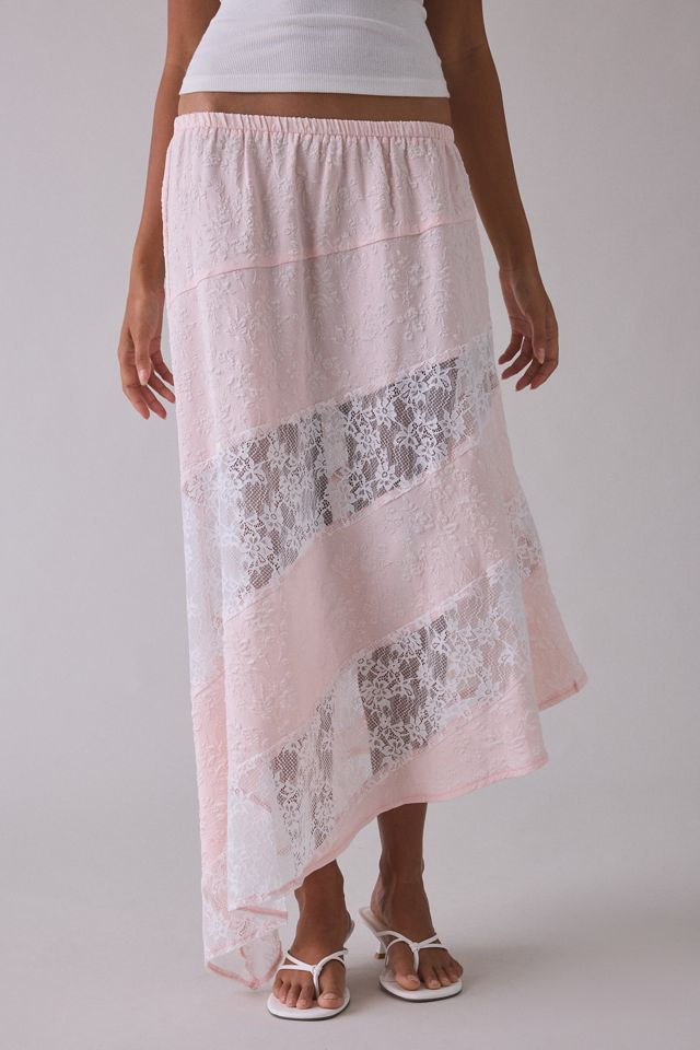Daisy Street Solene Asymmetric Spliced Lace Maxi Skirt #1