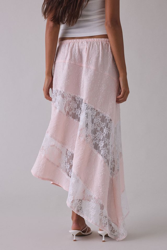 Daisy Street Solene Asymmetric Spliced Lace Maxi Skirt #2