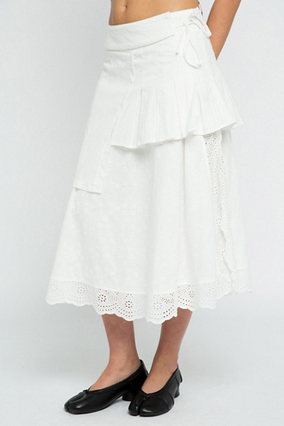 Daisy Street Echo Asymmetric Lace Midi Skirt