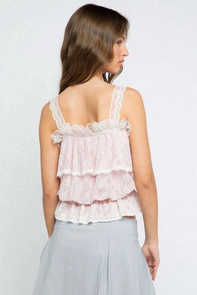 Daisy Street Petunia Ruffle Lace Trim Cami #1