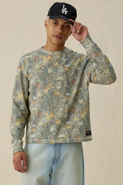 GUESS JEANS Waffle Camo Long Sleeve Tee